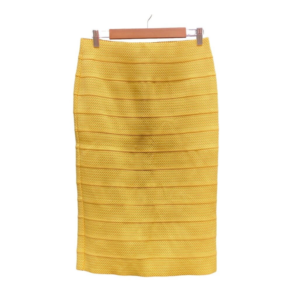 7th Avenue NY Design Studio Yellow Bandage elastic Midi Skirt Size Medium M Nwot